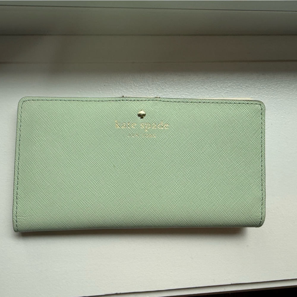 Kate Spade Mint Green Wallet with Gold Accents